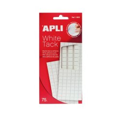 Pâte adhésive apli tack blanche pré-découpée en carrés enlevable réutilisable supporte jusqu'à 75g pack 102 unités