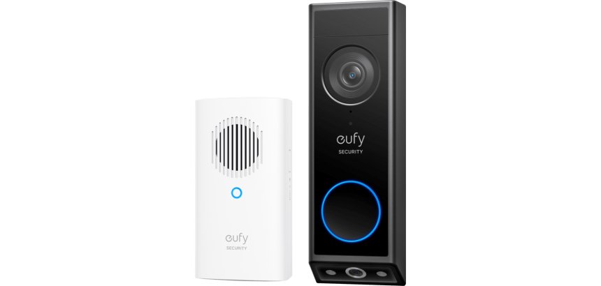 Eufy Security Video Doorbell E340, cámara doble con sistema de control de entregas, 2K Full HD y visión nocturna a color, por cable o con batería, timbre inalámbrico, almacenamiento local ampliable hasta 128 GB, sin cuotas mensuales