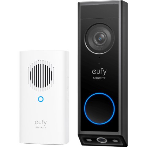 Eufy Security Video Doorbell E340, cámara doble con sistema de control de entregas, 2K Full HD y visión nocturna a color, por cable o con batería, timbre inalámbrico, almacenamiento local ampliable hasta 128 GB, sin cuotas mensuales