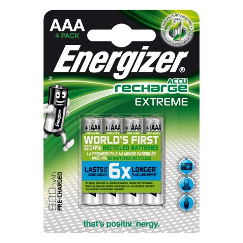 Pile Extreme Rechargeable AAA LR03 800 mAh, pack de 4 piles