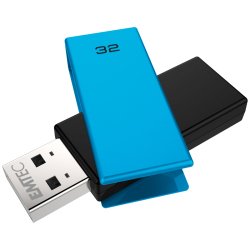 Cle usb emtec 2.0 c350 brick pivotante 32gb vitesse        lecture 15mbs ecriture mb/s   coloris bleu