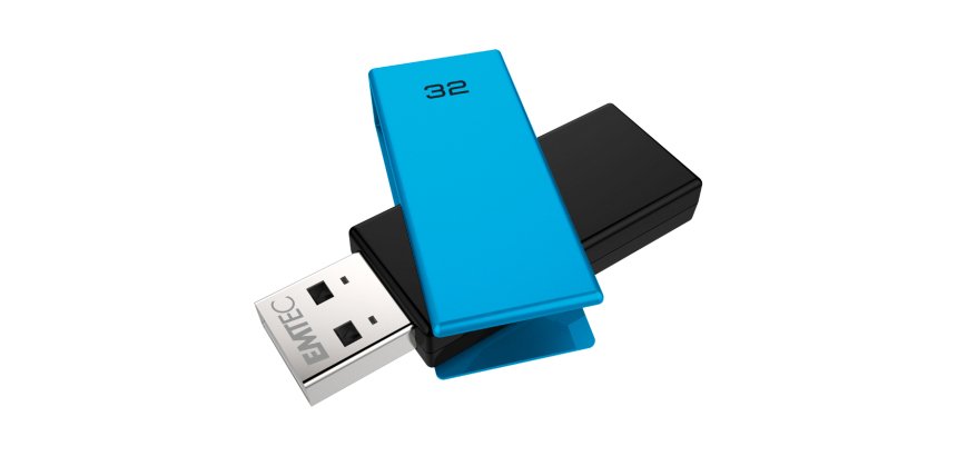 Cle usb emtec 2.0 c350 brick pivotante 32gb vitesse        lecture 15mbs ecriture mb/s   coloris bleu