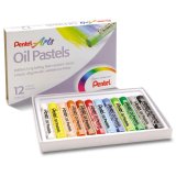 Boîte de 12 pastels à l'huile diamètre 8 mm, couleurs assorties