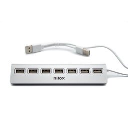 Nilox HUB sobremesa de aluminio con 7 puertos USB 2.0