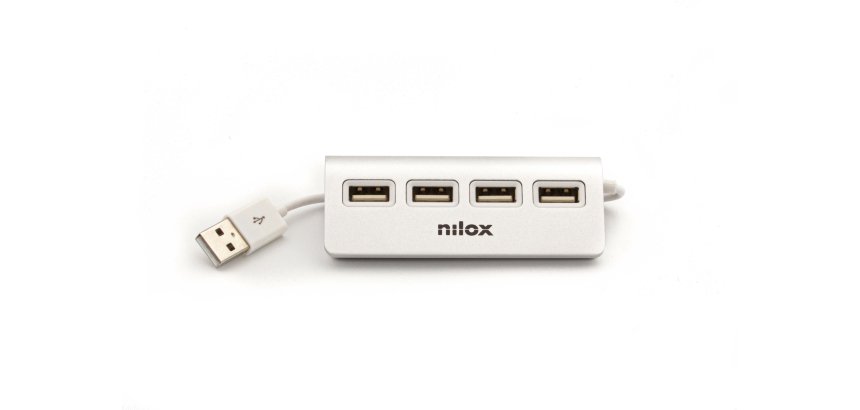 Nilox HUB sobremesa de aluminio con 4 puertos USB 2.0