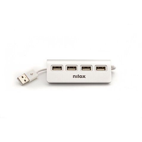 Nilox HUB sobremesa de aluminio con 4 puertos USB 2.0