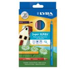 Etui crayons de couleur super ferby lyra forme triangulaire bois 12cm mine 6mm 12 unites  coloris assortis