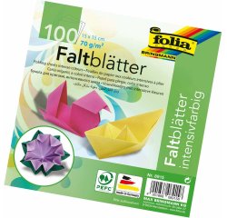 Papier couleur folia à plier 70g/m2 15x15cm coloris assortis paquet 100f