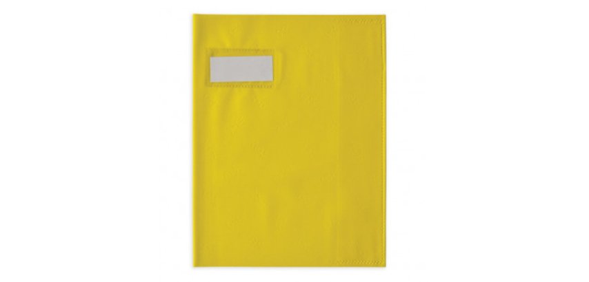 Protège-cahier elba styl'sms pvc opaque 12/100e sans phtalates porte-étiquette et étiquette 170x220mm jaune