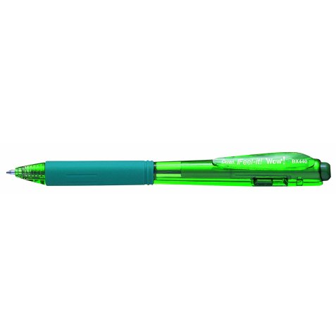 Pentel Feel-it! WOW! Verde Penna a sfera retrattile a clip 12 pz