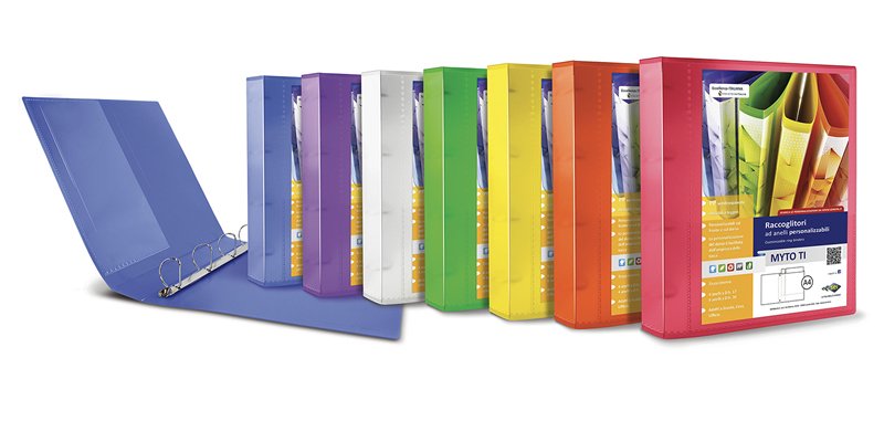 Raccoglitore personalizzabile Myto TI - 22 x 30 cm - 4 anelli a D 30 mm - dorso 4 cm - neutro - Sei Rota