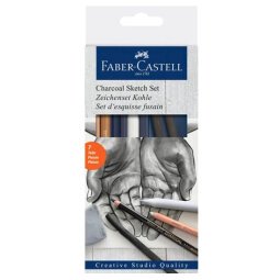 FABER-CASTELL Set d'esquisse au fusain PITT, 7 pièces