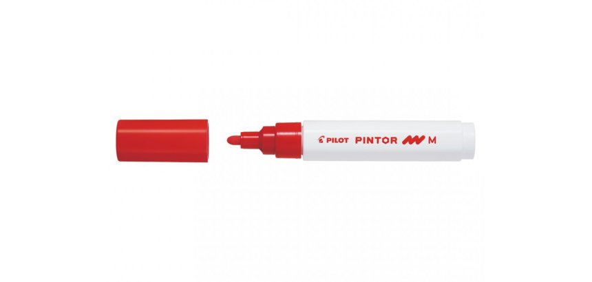 Marqueur pilot pintor peinture base d'eau ultra-couvrante toutes surfaces pointe moyenne coloris rouge