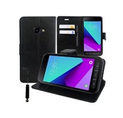 DLH ETUI FOLIO NOIR PORTE CARTES AVEC RABAT POUR SAMSUNG GALAXY XCOVER 4 et GALAXY XCOVER 4S (SM-G390 / SM-G398)