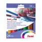 Crayon couleur pentel arts aquarellable corps            hexagonable bois coloris      assortis boite 24 unites