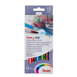 Crayon couleur pentel arts aquarellable corps            hexagonable bois coloris      assortis boite 12 unites
