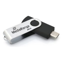 MediaRange MR1953 lecteur USB flash 64 Go USB Type-C 3.2 Gen 1 (3.1 Gen 1) Noir, Argent