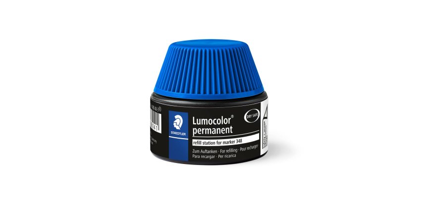 Recharge marqueur permanent staedtler lumocolor 488 48    pour marqueurs compacts 348   flacon 20ml coloris bleu
