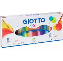 Giotto In Un'Unica Confezione 50 Pastelli Stilnovo E 40 Pennarelli Turbo Color.