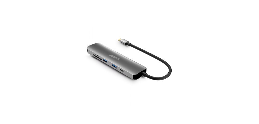 Urban Factory MHC45UF base para portátil y replicador de puertos Alámbrico USB 3.2 Gen 1 (3.1 Gen 1) Type-C Gris