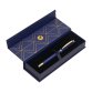 Stylo-bille belius soiree aluminium details et attributs or encre bleue coloris bleu marine dans coffret cadeau
