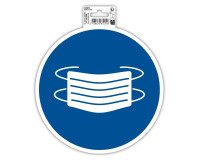 Panneau PP adhésif antidérapant Masque obligatoire 20 cm - Bleu