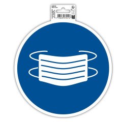 Panneau PP adhésif antidérapant Masque obligatoire 20 cm - Bleu
