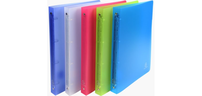Classeur 4 anneaux exacompta chromaline polypropylène translucide 7/10e a4 32x25cm dos 3cm coloris assortis