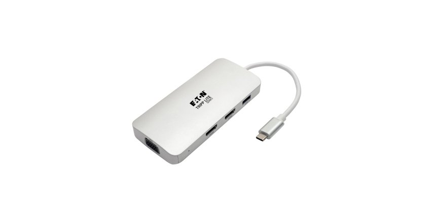 Tripp Lite Estación de Conexión USB-C, (x2) HDMI + VGA, Thunderbolt 3, USB-A, Carga PD – 1080p @ 60 Hz, Plata