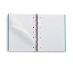 Notebook Eco Emotions, Carton recyclé, A4, quadrillage 5x5 mm, 80 feuilles de 1 couleur, Miquelrius, Bleu.
