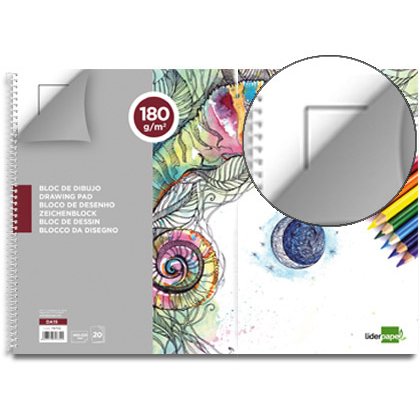 Bloc liderpapel papier dessin artistique spirale avec encadrement 180g/m2 format a3 460x325mm 20f