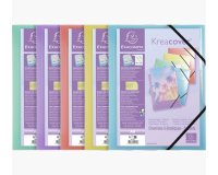 Chemise à élastiques 3 rabats polypropylène Kreacover Pastel - A4 - Couleurs assorties