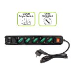 Tecnoware FMP5GIGUSB prolunghe e multiple 1,5 m 5 presa(e) AC Interno Nero
