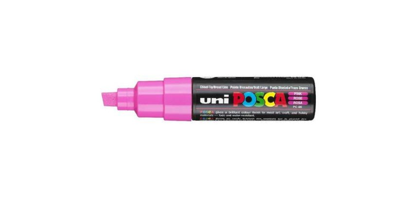 Marqueur posca pc8k gouache encre inodore toutes surfaces pointe large biseautée couleur opaque couvrante rose