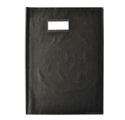 Protège-cahier elba styl'sms pvc opaque 12/100e sans phtalates porte-étiquette et étiquette a4 210x297mm noir