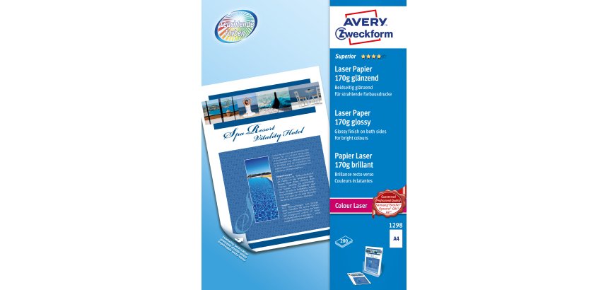 Avery 1298Z carta inkjet A4 (210x297 mm) Lucida 200 fogli Bianco