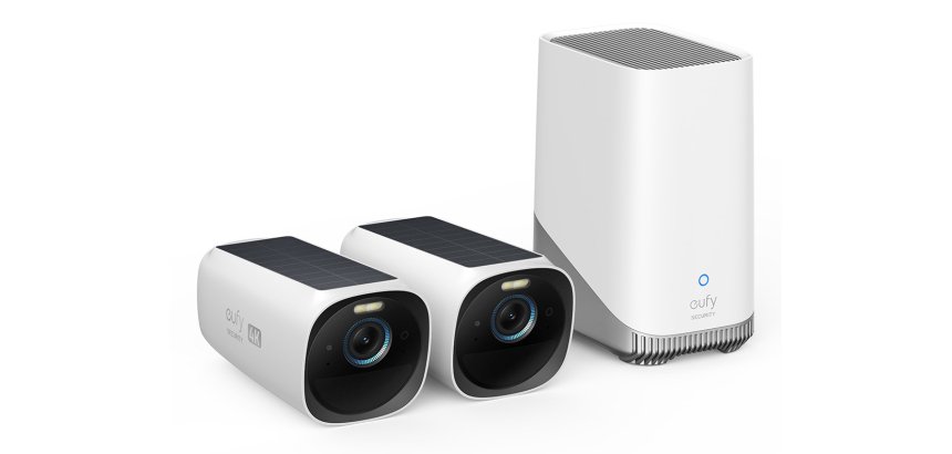 Eufy Kit de 2 cámaras eufyCam 3 de Security, cámara de seguridad 4K con panel solar integrado, IA de reconocimiento facial, cámara de seguridad con almacenamiento local ampliable, cámara exterior con energía constante, foco y visión nocturna en color, sin