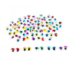Yeux mobiles sodertex avec cils colores adhesifs 10mm 100pieces