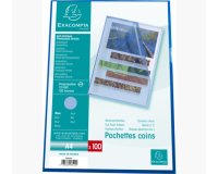 Sachet 100 pochettes polypropylène grainé 12/100e - A4 - Bleu