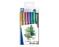 Marqueurs staedtler metallic markers coloris assortis etui de 6 + 1 feutre pigment liner c2-9 offert