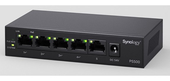 Synology PS500 commutateur réseau Non-géré L2 Gigabit Ethernet (10/100/1000) Connexion Ethernet, supportant l'alimentation via ce port (PoE) Bureau Noir