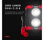 NEBO LUCE DA LAVORO RICARICABILE USB-C OMNIDIREZIONALE DA 2.000 LUMEN
