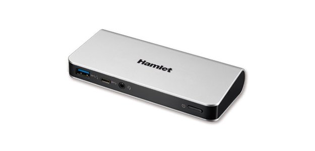 Hamlet Docking Station collega due display HDMI e DP con 4 porte usb 3.0, LAN e audio