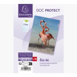 Sachet de 10 étuis de protection simple PVC lisse 20/100e - A6 - Cristal