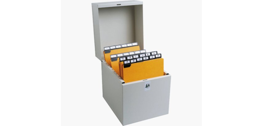 Boîte à fiches Metalib - Classement de 500 fiches verticales - 148x105mm à 150x105mm - Gris