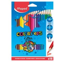 Crayon couleur maped color pep's triangulaire mine tendre résistante sans écharde coloris lumineux étui carton 18u
