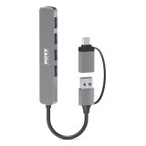 Port Designs 900161 hub & concentrateur USB 2.0 Type-A 5000 Mbit/s Argent