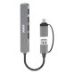 Port Designs 900161 hub & concentrateur USB 2.0 Type-A 5000 Mbit/s Argent