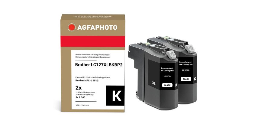 AgfaPhoto APB127BDUOD inktcartridge 2 stuk(s) Compatibel Hoog (XL) rendement Zwart