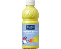 Peinture acrylique lefranc bourgeois glossy fluide brillante indélébile multi-supports jaune citron flacon 500ml
